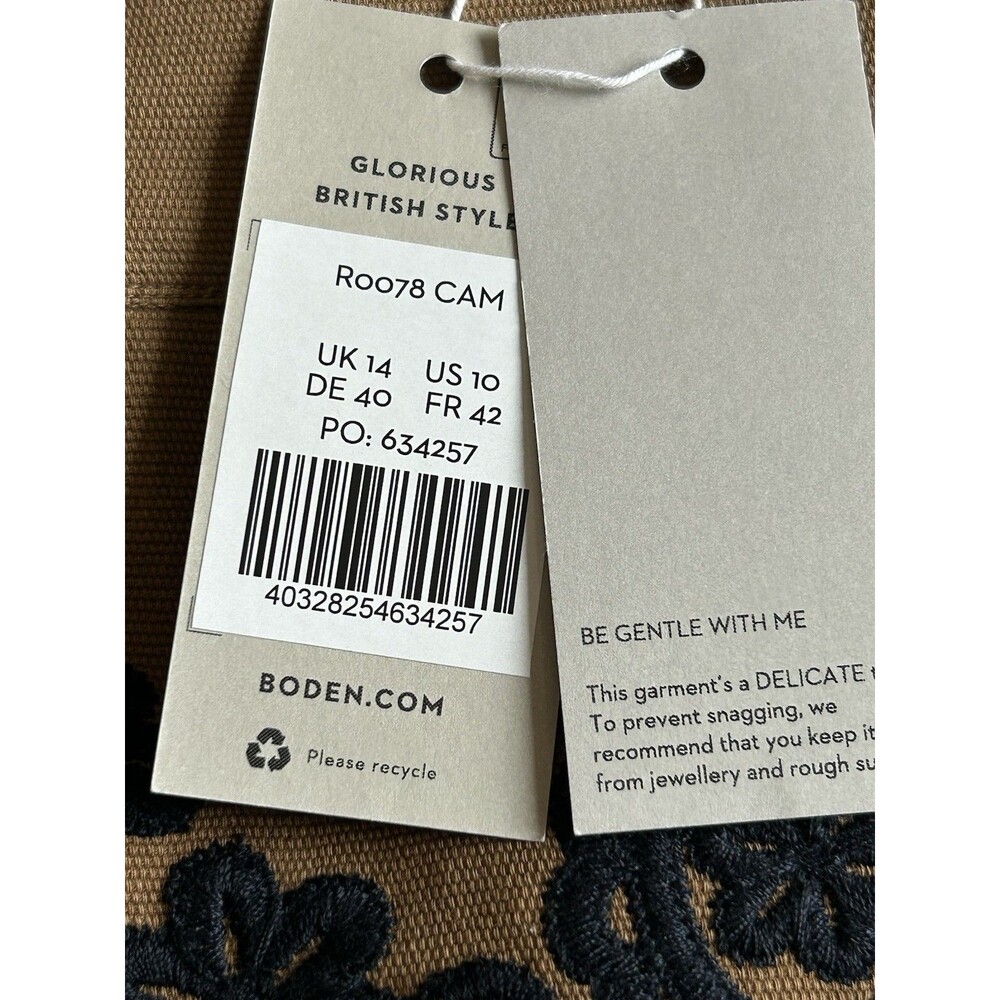 BODEN Women’s Size 10 Camel Brown Embroidered Mini Skirt NWT W/Pockets - Picture 9 of 15